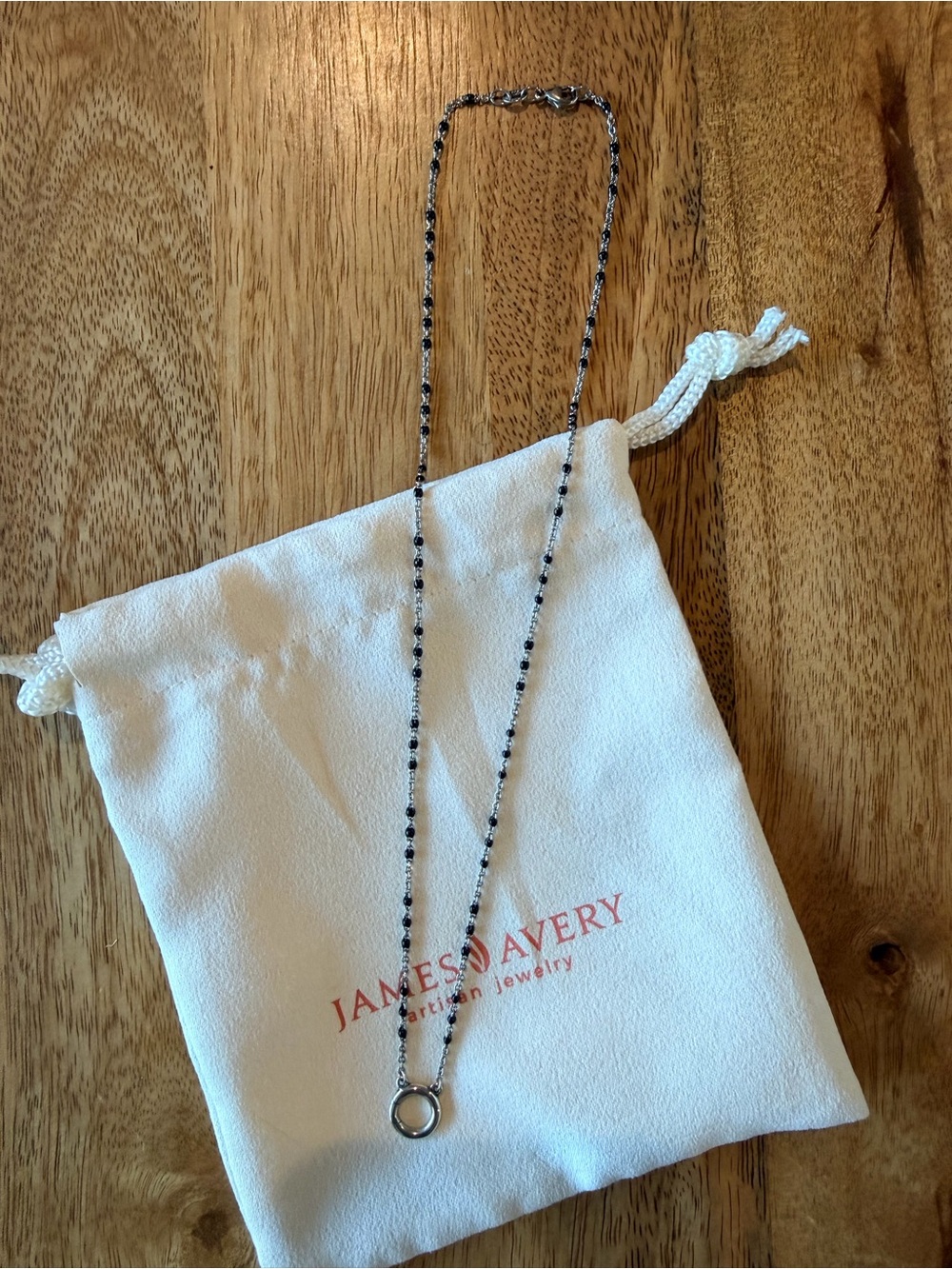 JAMES AVERY BLACK ENAMEL CHANGEABLE CHARM NECKLACE 18 INCHES NEW